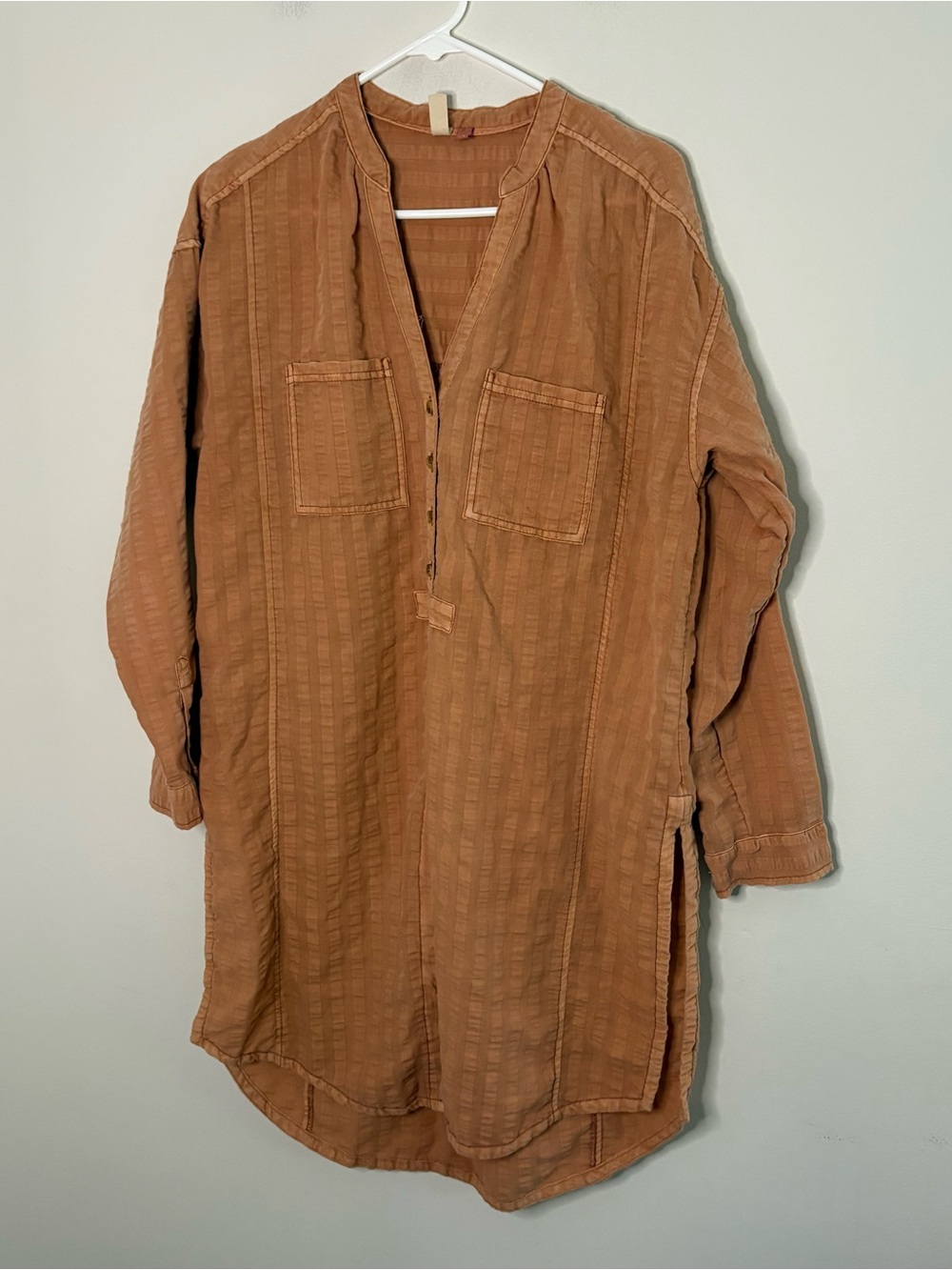 Pilcro Women’s Small Orange Top Long Boho Button Fall Long Sleeve